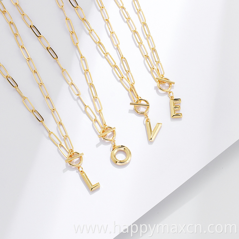 New Alphabet Necklace Gold Plated Trend Hip Hop Chain 26 Letter Pendants Necklace Initial